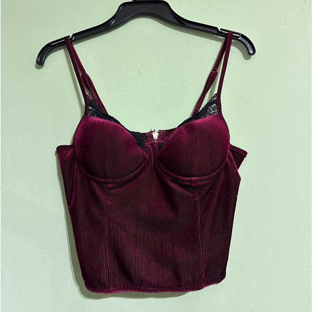 Wine Red Velvet Top